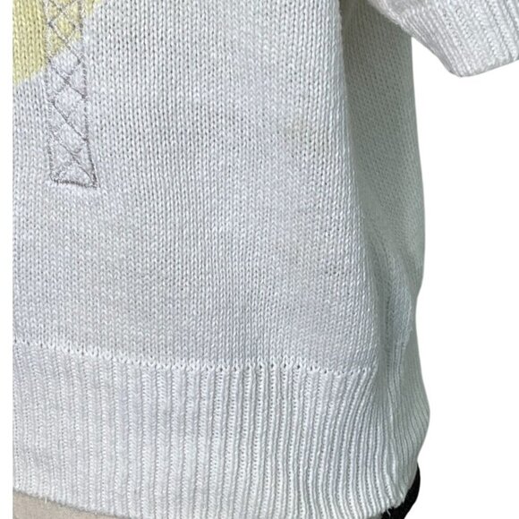 Vintage Jantzen Flamingo Palm Tree Sweater L – 80s Retro Pastel Summer Knit - Picture 9 of 10